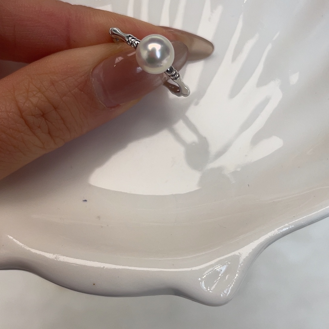 戒指银S925镶嵌海水珍珠