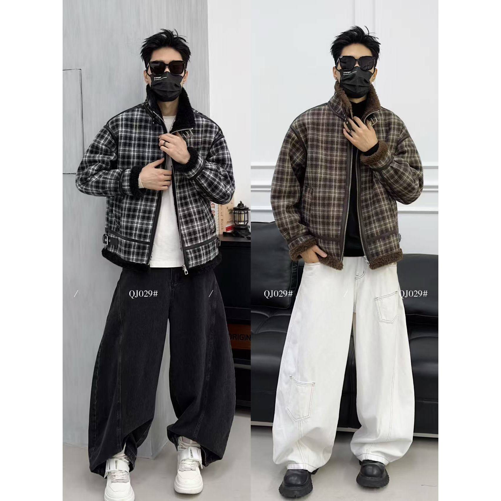 J029  潮牌休闲时尚颗粒绒棉服夹克外套