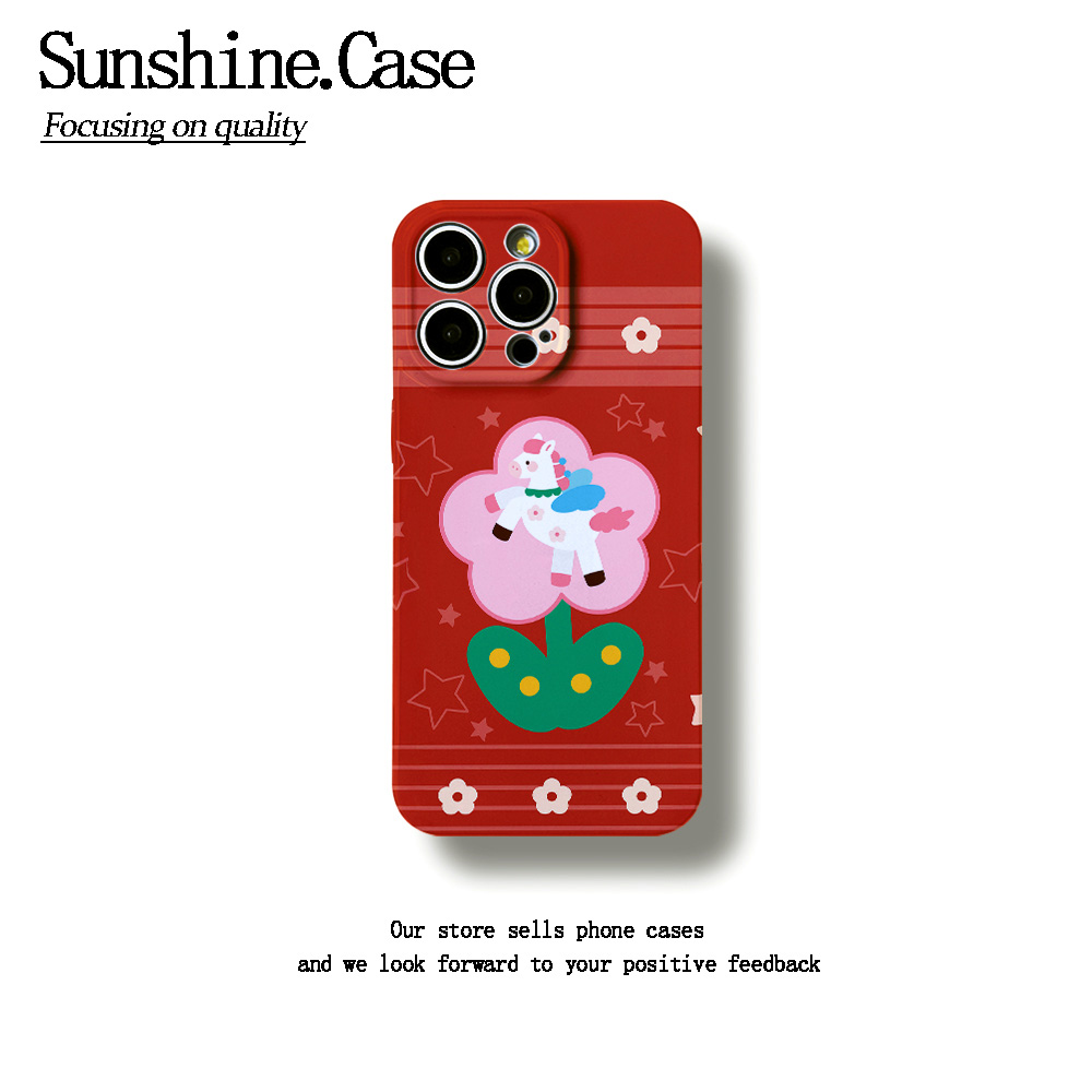 花朵小马菲林软壳适用苹果17华为vivo小米oppo一加防摔手机壳