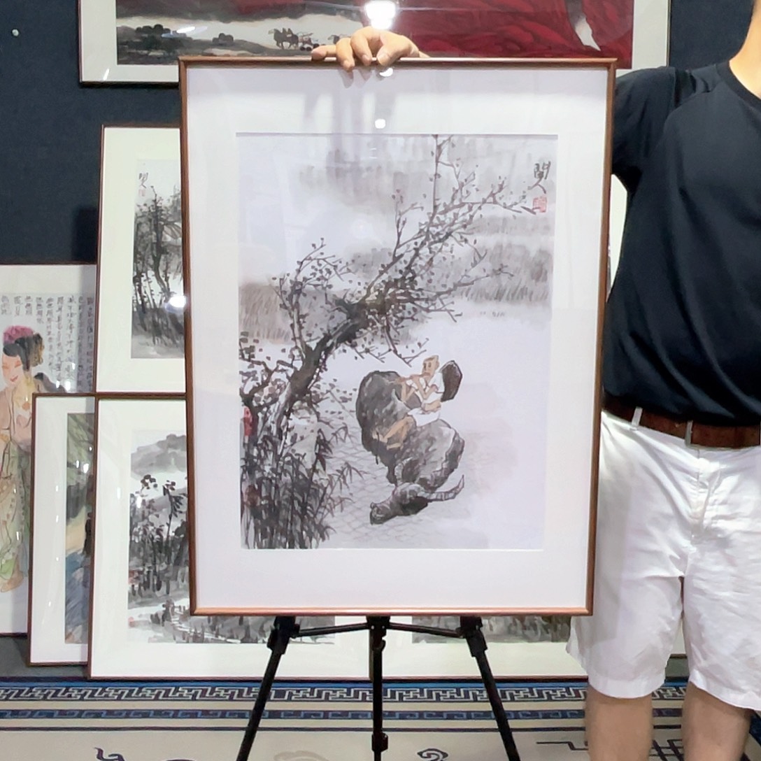 国画手绘画作品带框80/60