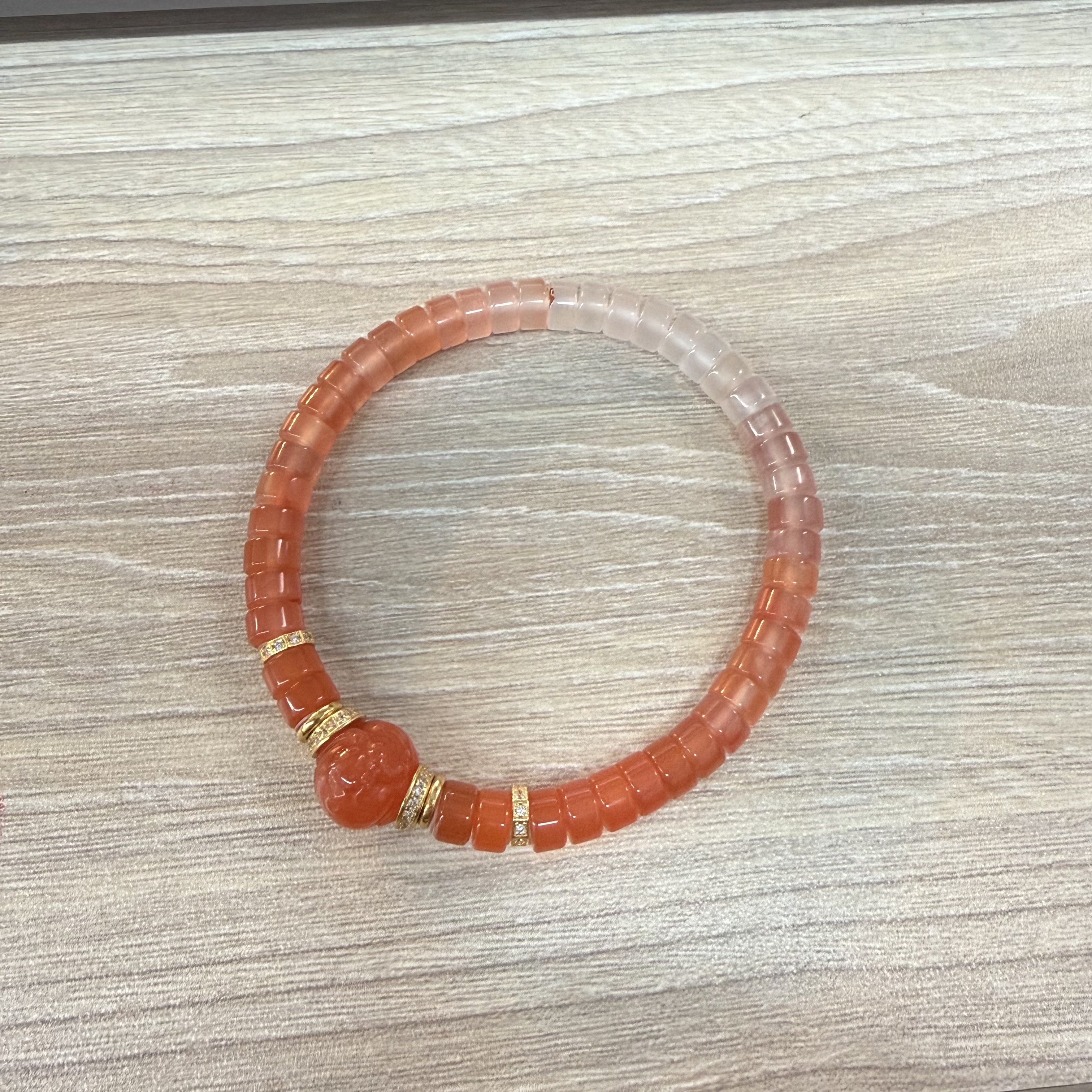 【不二】南红象神S925银DIY直切渐变手串6mm±（多样性发）