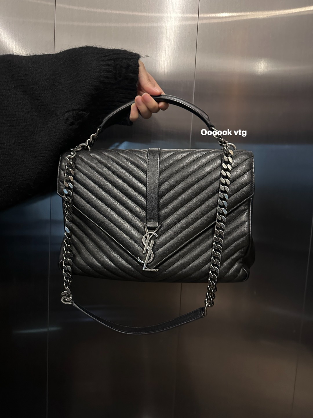 95新 YSL/圣罗兰 CS7021 YSL圣罗兰 黑色邮差包单肩包