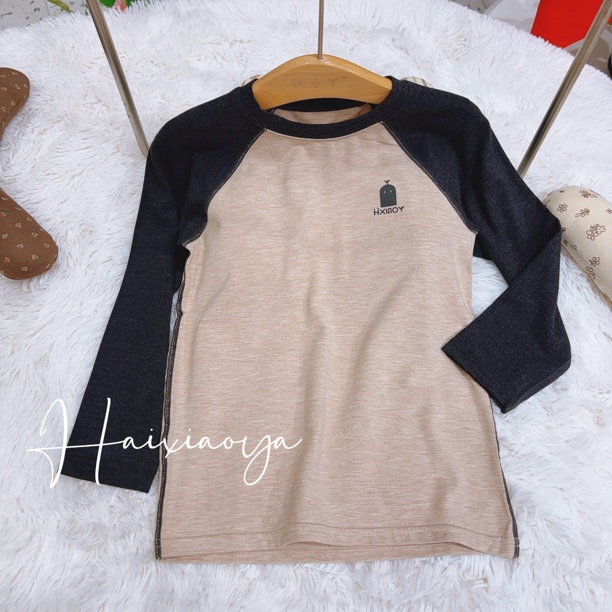 【海小丫正品】拼色衫常规款男女纯色圆领常规时尚黑蓝秋冬打底套头