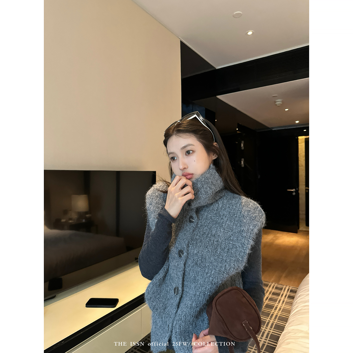 THEISSN宁司 高领羊毛毛衣女秋季慵懒风宽松针织衫 01636