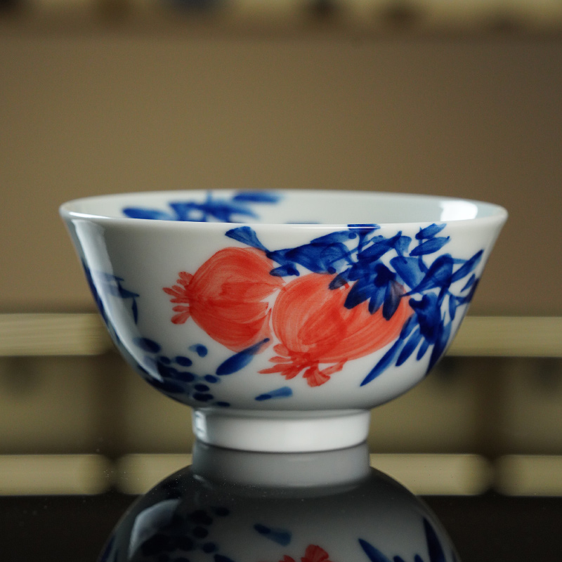 【莫问青花】见山烧手工螃蟹写意杯茶杯