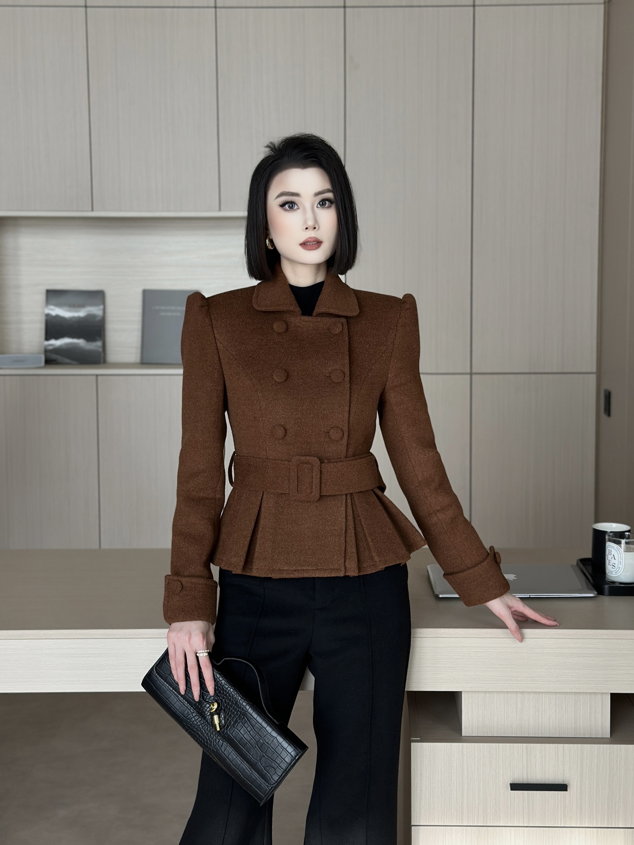 琦哥【索维格】原创设计时尚通勤显瘦西装腰带收腰显瘦外套35481