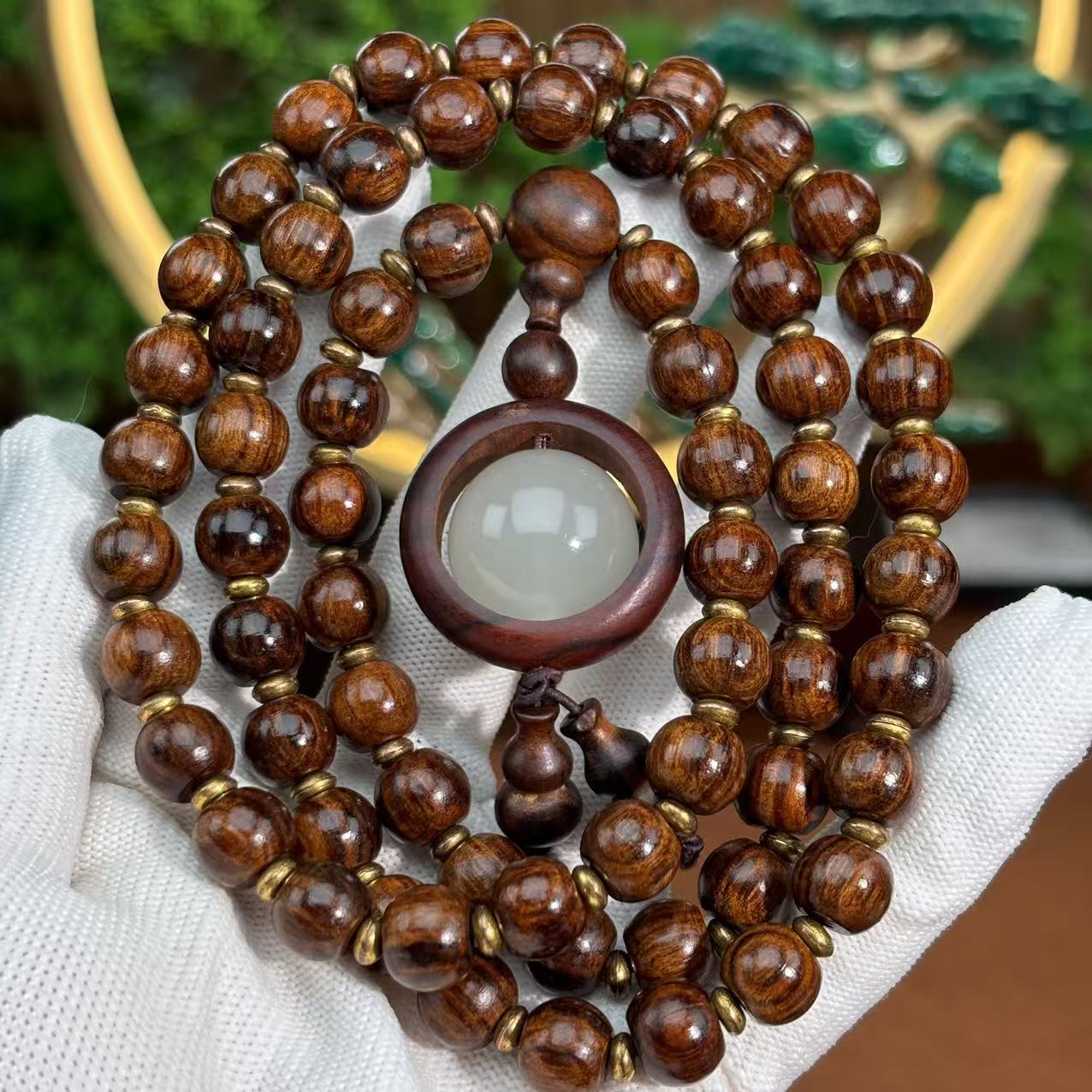 精品64颗花梨+吊坠脖挂【558】