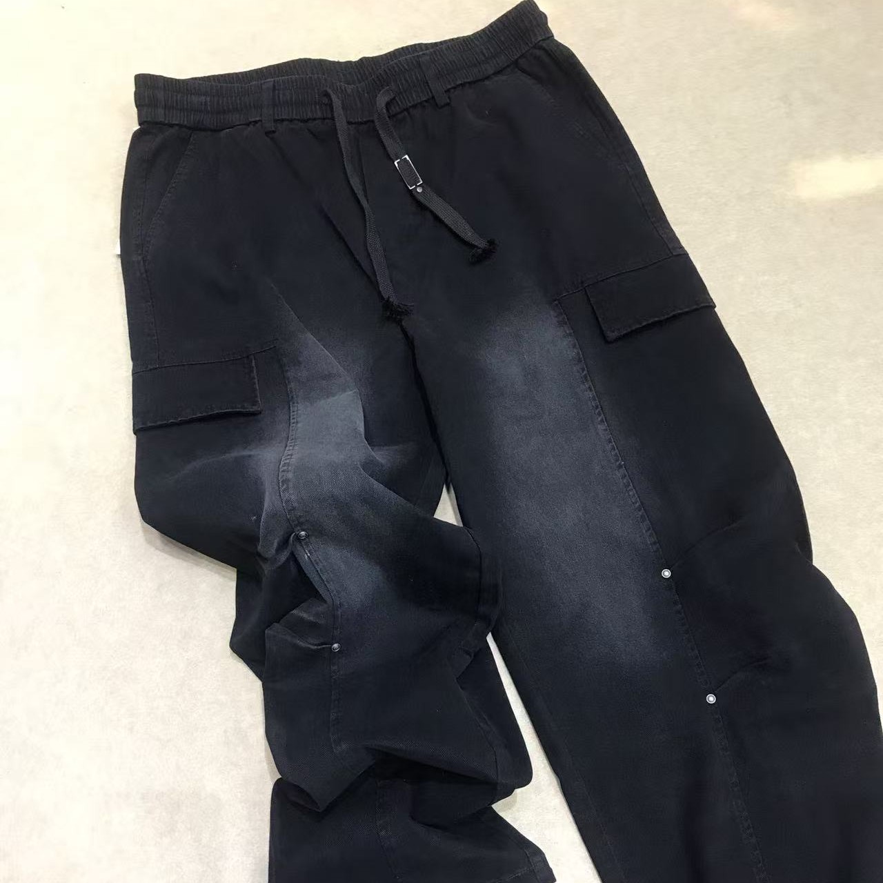 秋冬休闲牛仔裤直筒裤工装牛仔裤黑色