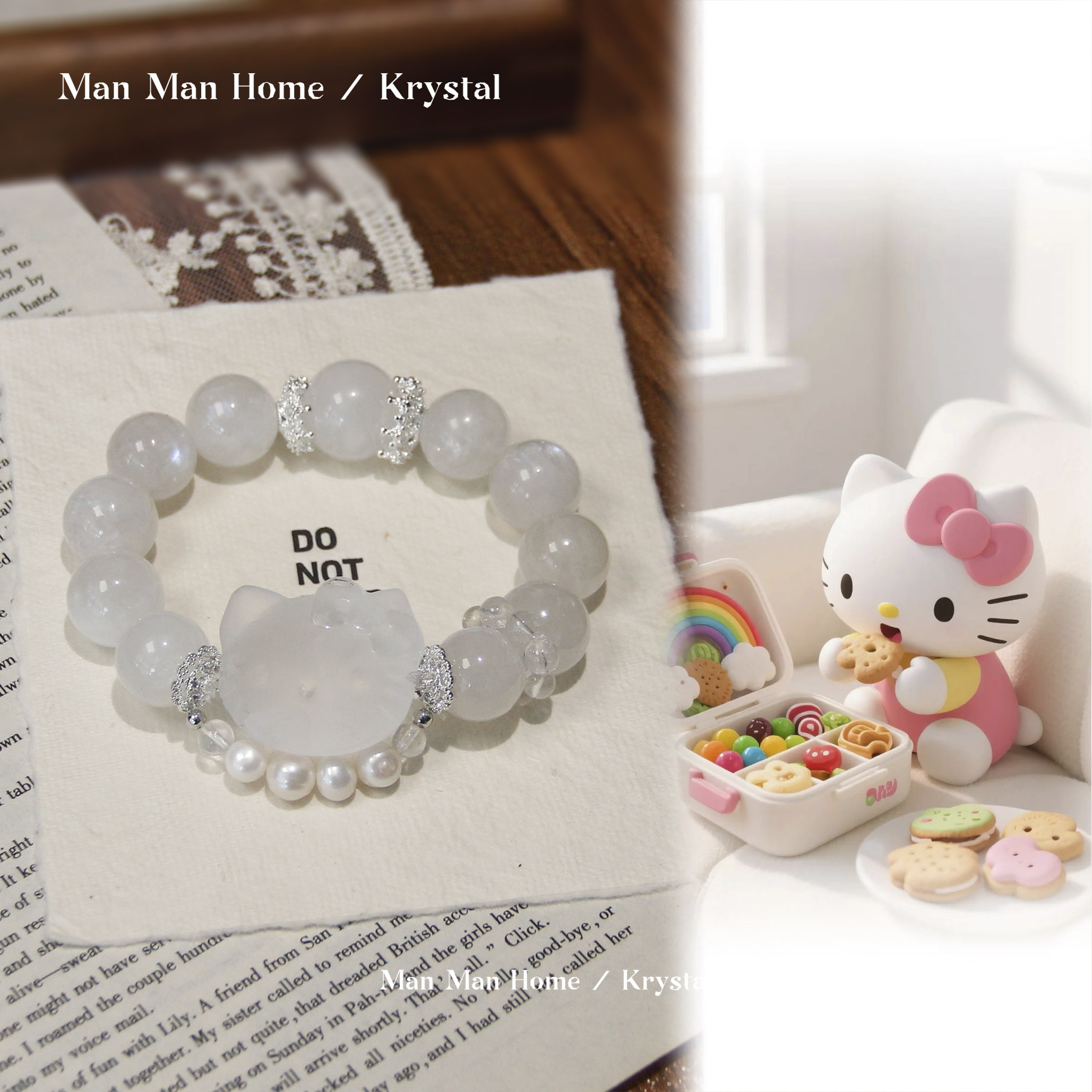 MMJ650【凯蒂】满满家蓝月光白水晶Kitty水晶手链多样性发货发其一