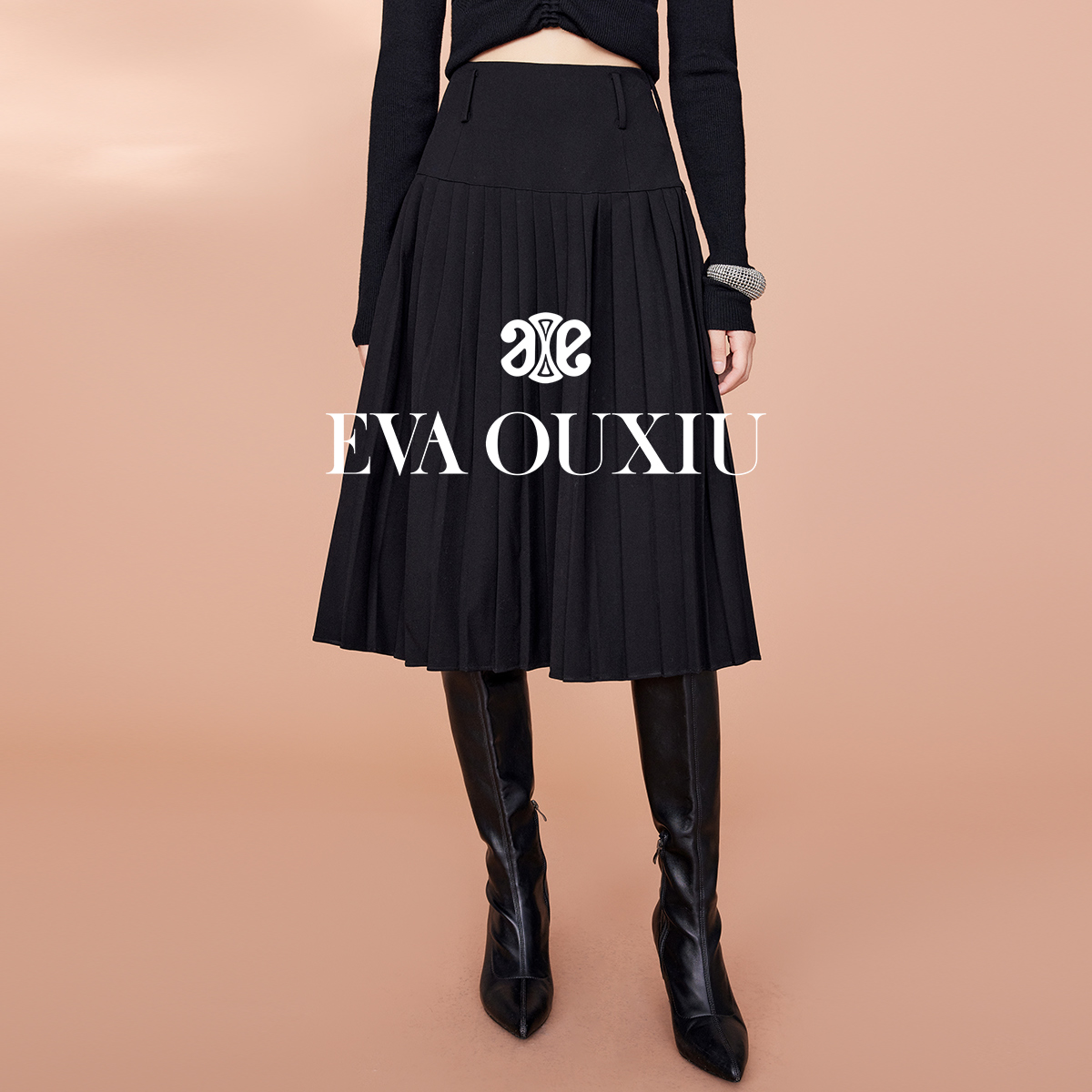 【诗语专属】EVA OUXIU/伊华欧秀百褶半身裙E35AQ0870