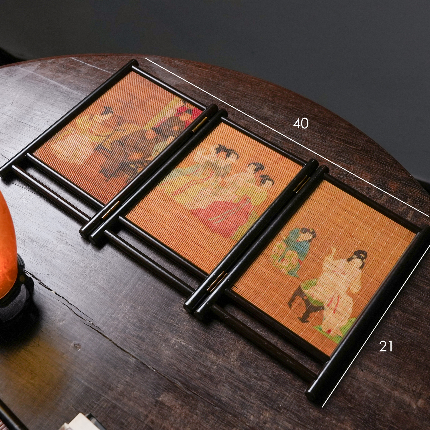 【雅韵】竹丝屏风新中式桌面摆件玄关小摆画中古风卧室客厅装饰