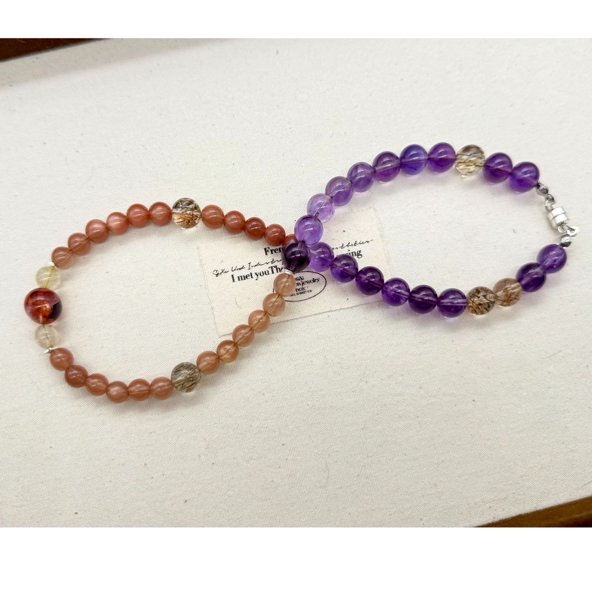 【曼珠沙华】紫水晶超七金发安德森原创手工仙女气质复古锁骨链