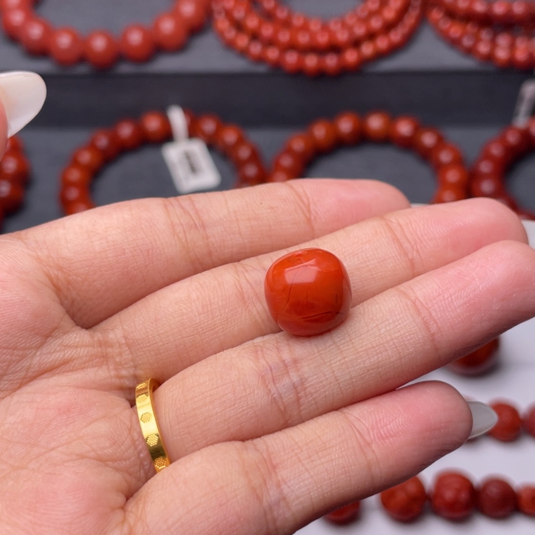 M***g南红玛瑙未镶嵌手串Y12.5mm牛血火焰老型
