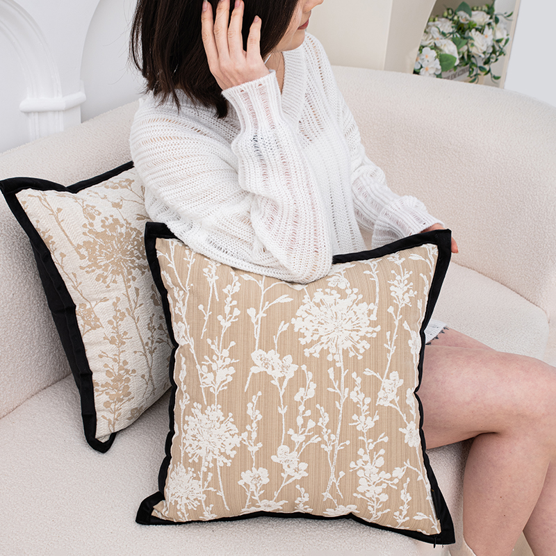 中古沙发抱枕套棕色轻奢高级感新中式客厅沙发靠枕客厅沙发抱枕套