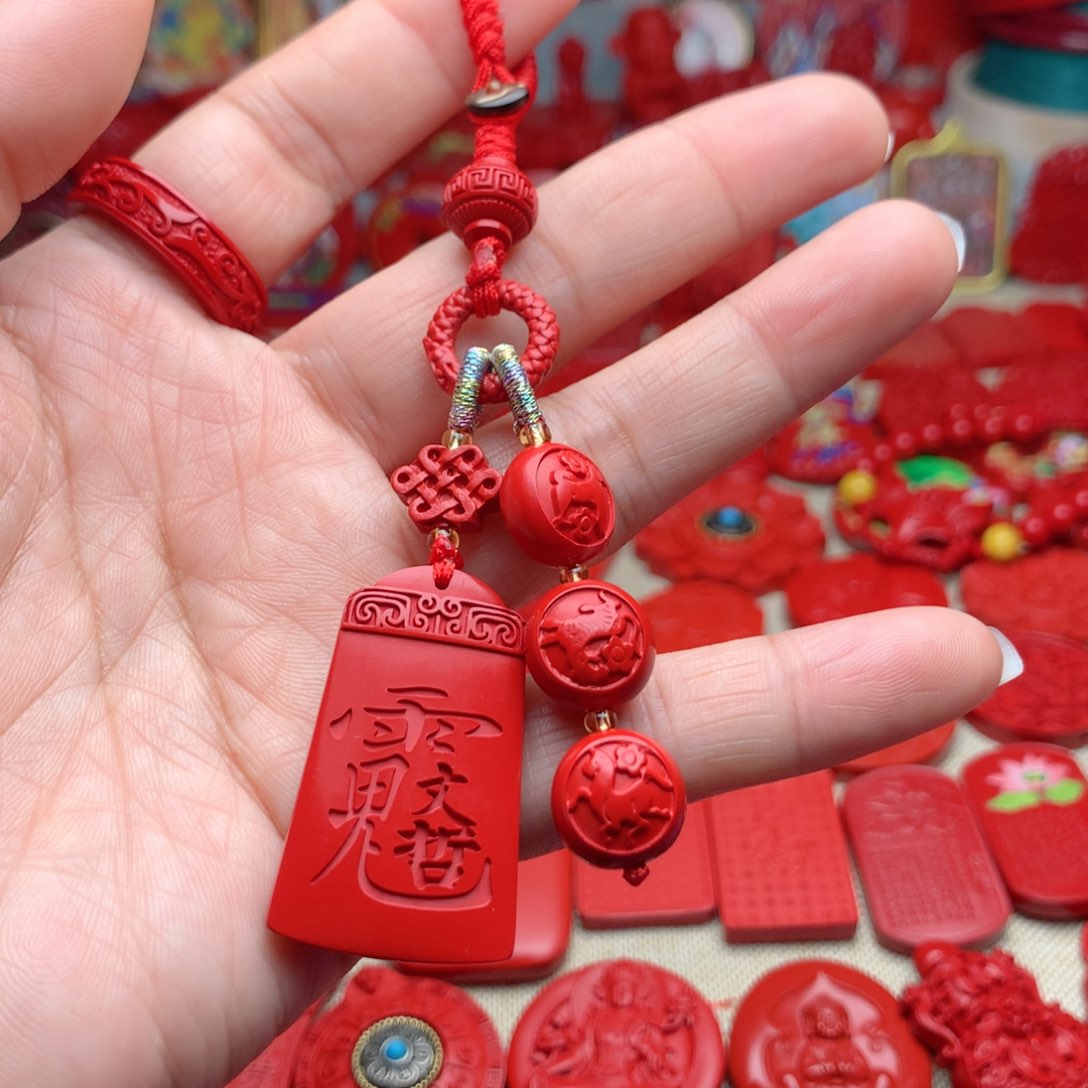 天然辰砂工艺品朱砂钥匙扣包包挂