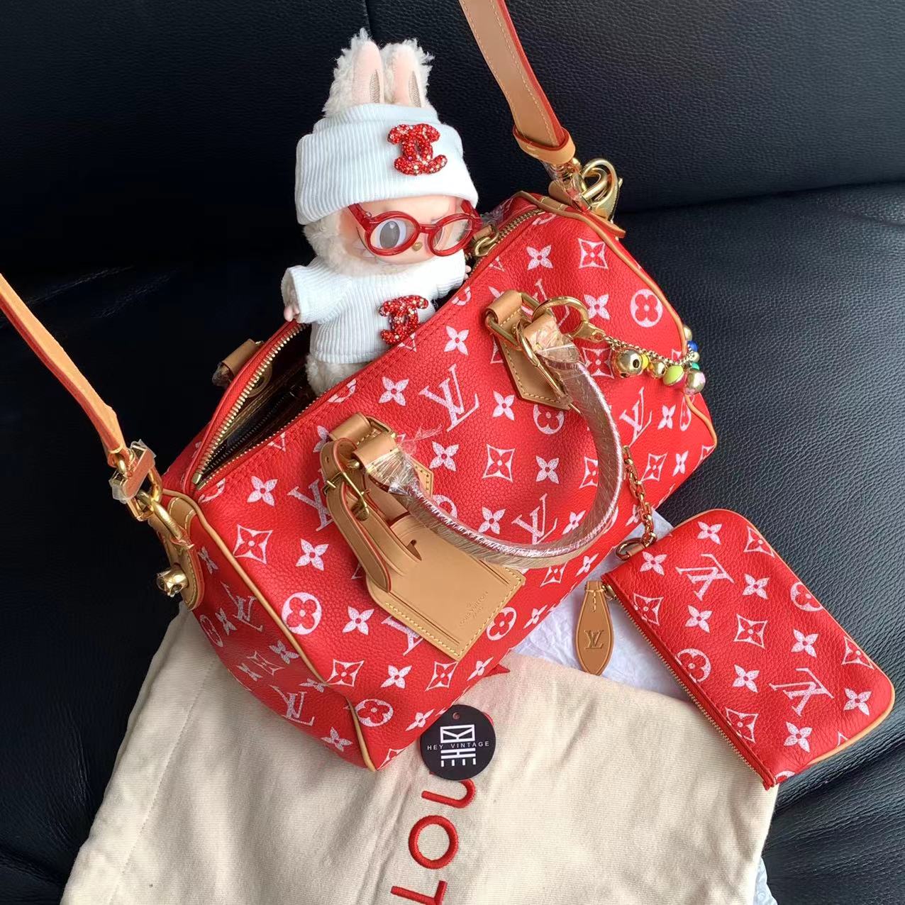 99新 LouisVuitton/路易威登 菲董首秀红色speedy25包 14790354