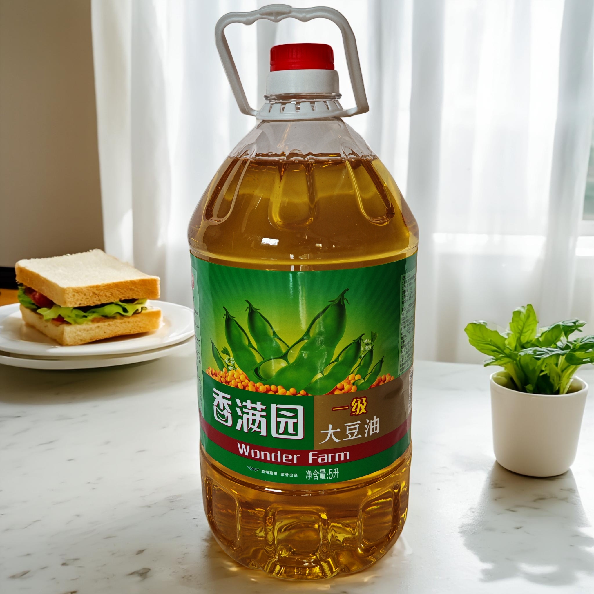 香满园一级大豆油5L家用桶装烹饪营养炒菜食用油24年9月产