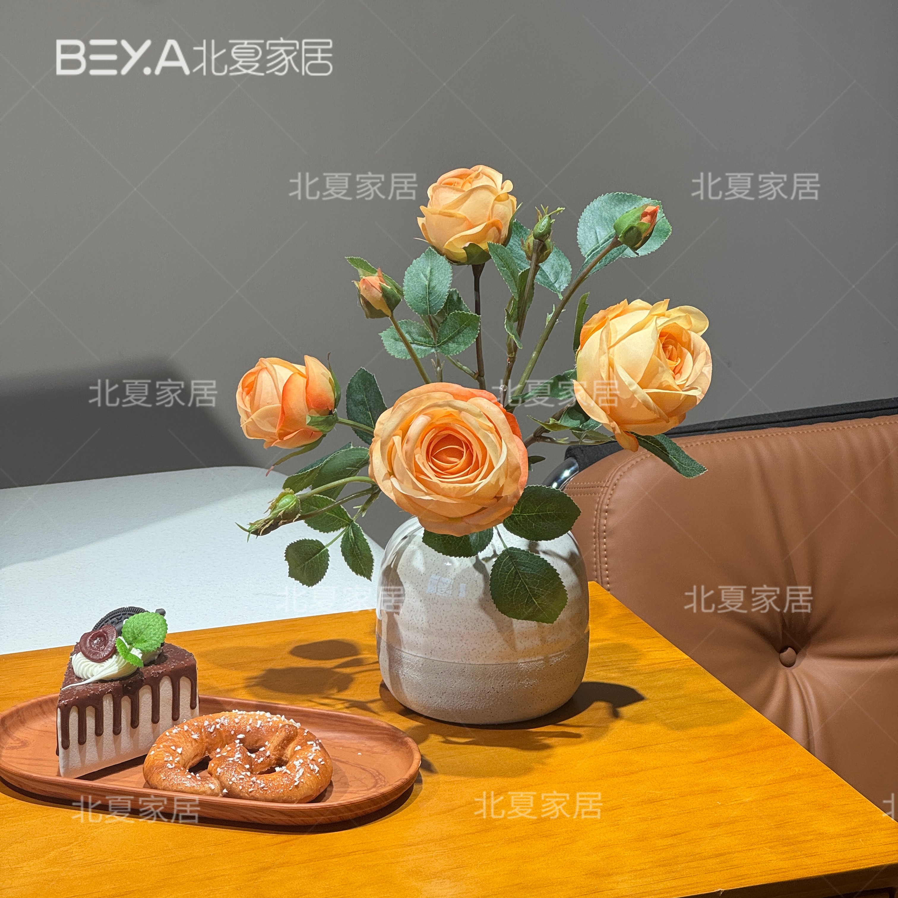 仿真秋日玫瑰仿真花感逼真复古客厅餐桌花家居摆件