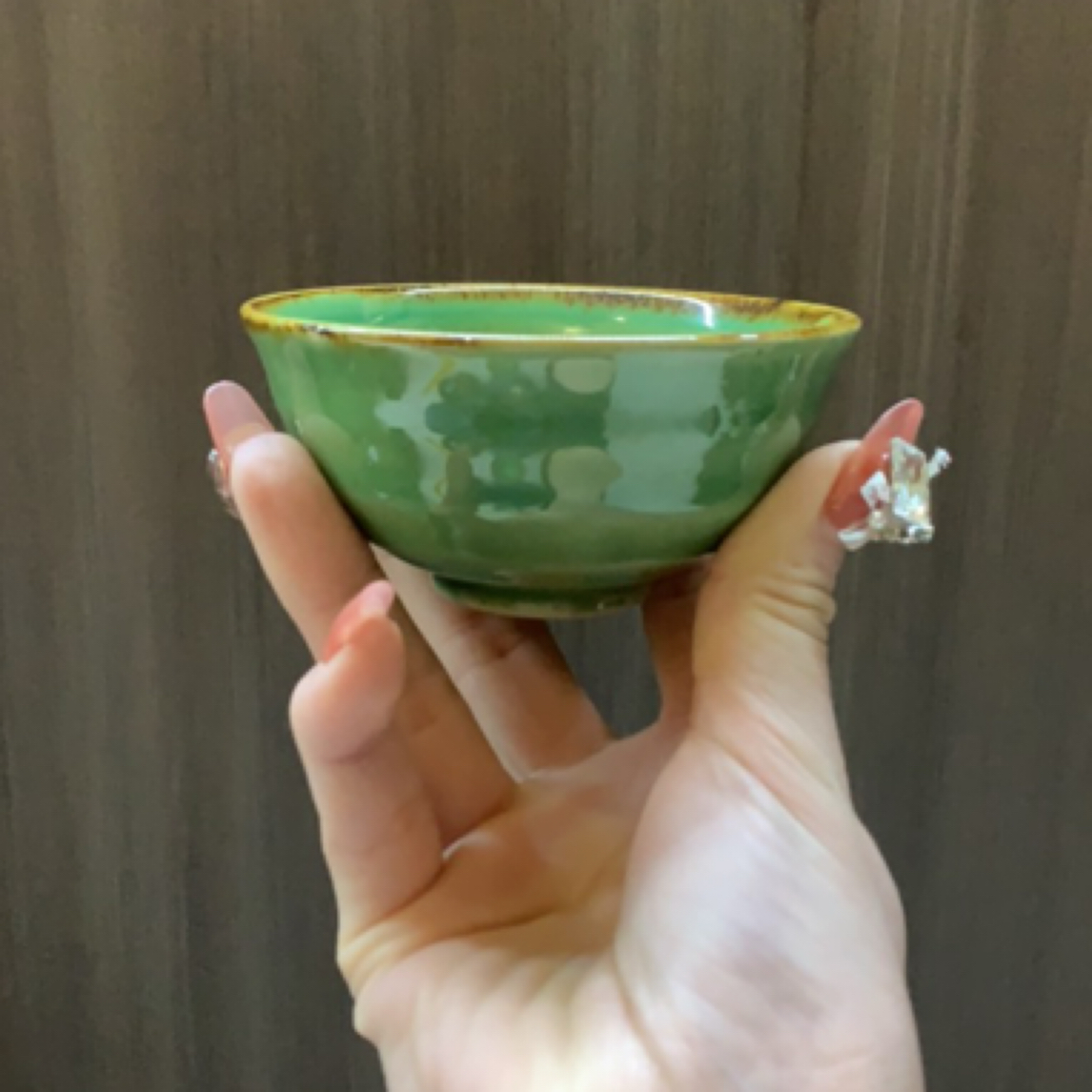 磁州窑国营五厂出口帝王绿茶碗口径9.5高4.5