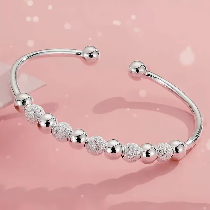 足银手镯 精品圆坠银手镯可调节（无礼盒）CL037