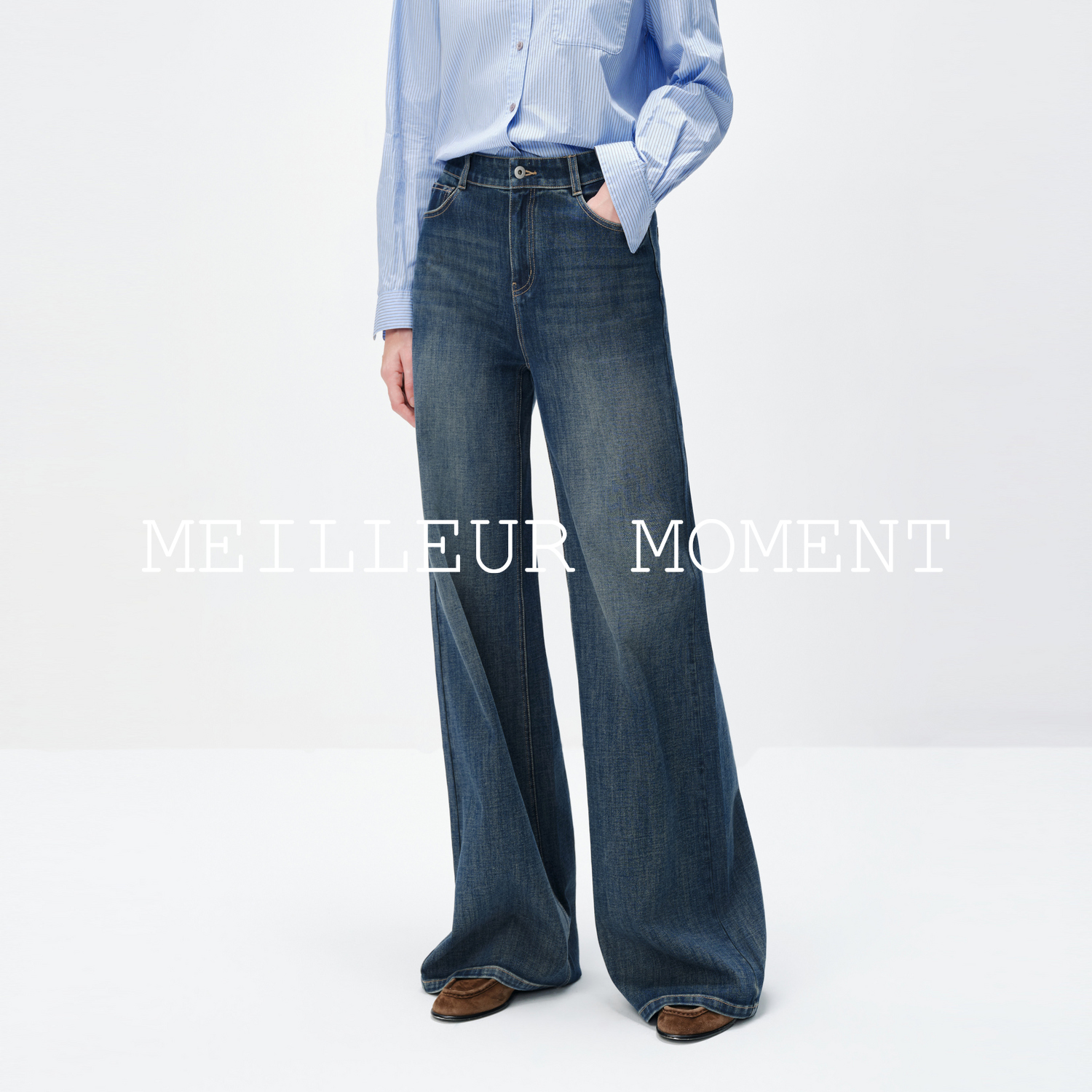 MM麦檬新型四面弹技术复古水洗阔腿牛仔裤26春新5H2950561