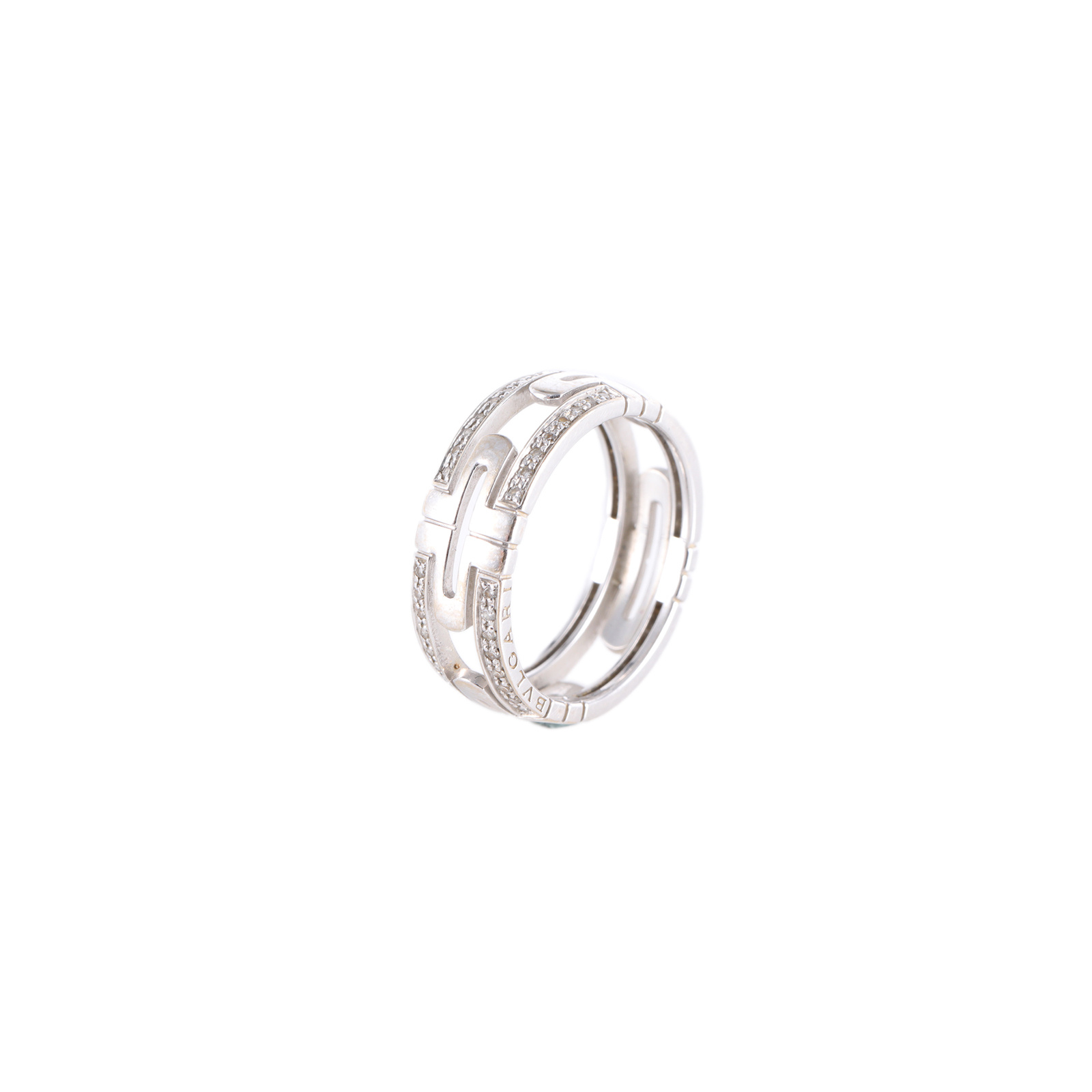 95新 BVLGARI/宝格丽 【念念特价】PARENTESI 回形针 半钻 戒指 /