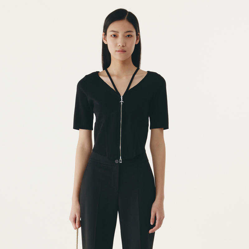 LY/荷比俪【星线好物】修身领部细肩带针织衫HYC3Q650092