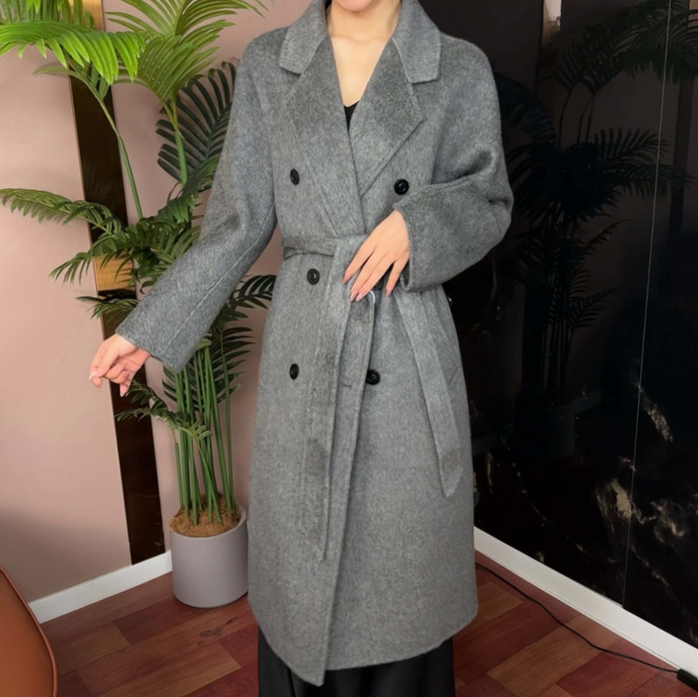 801羊毛羊驼毛气质时尚大衣秋冬女士经典宽松气质网红