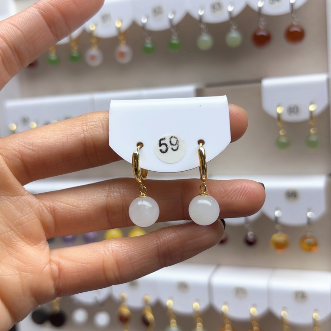 和田玉耳饰银S925镶嵌2