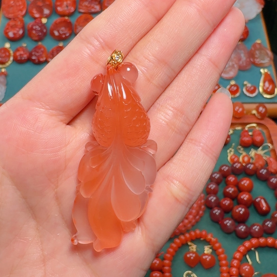 南红玛瑙南红18K金镶嵌