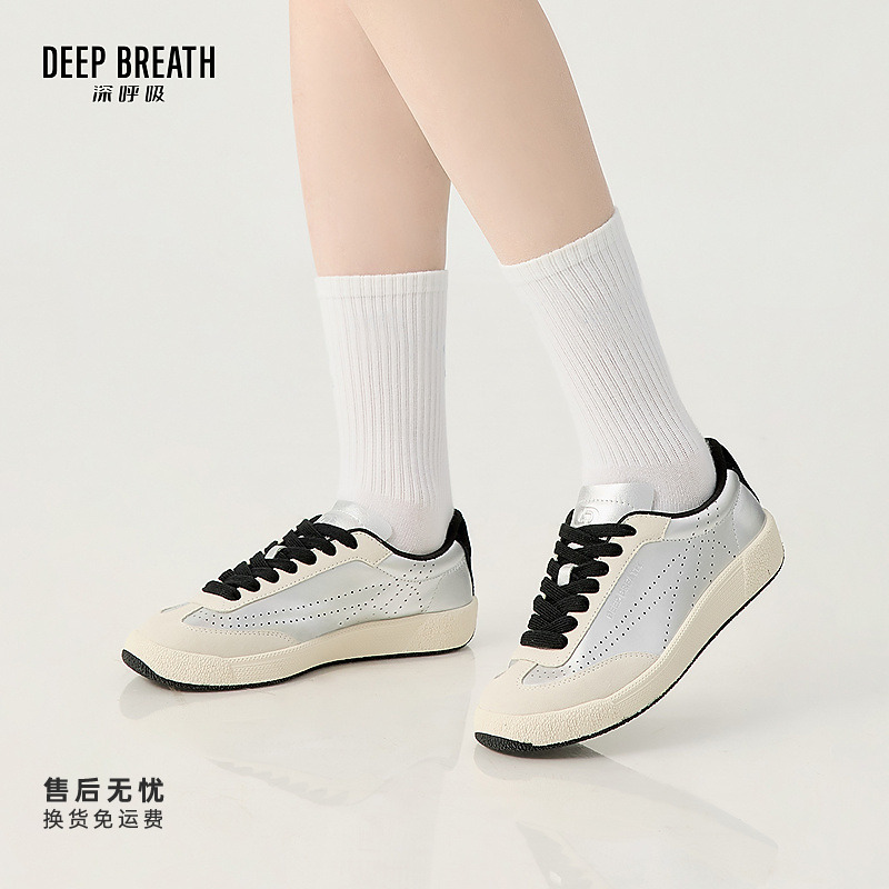 DEEP BREATH深呼吸女鞋单层牛皮柔软低帮绑带休闲鞋德训鞋AX12308