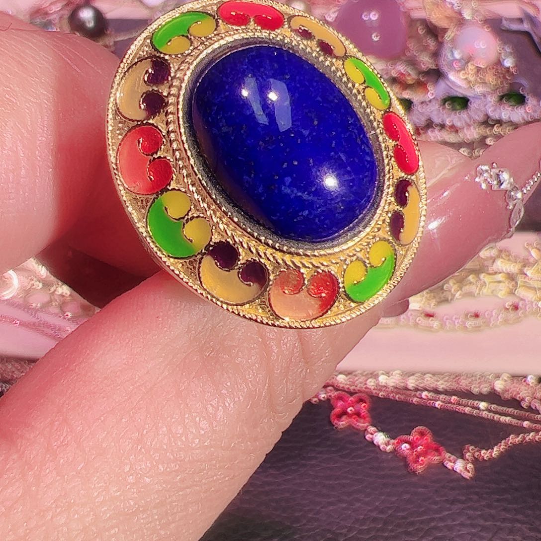 青金石戒指银S925镶嵌