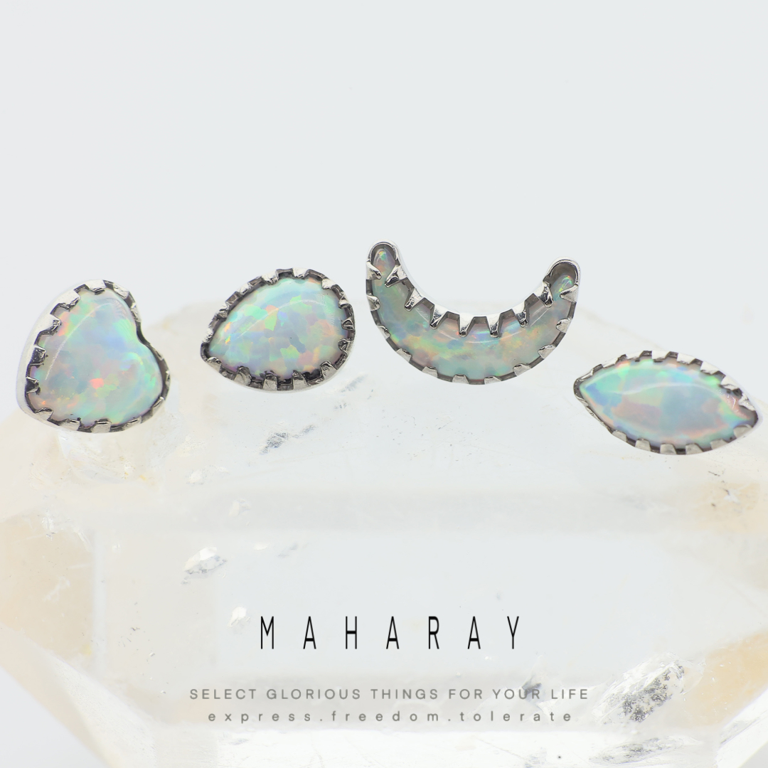 钛合金贝壳耳饰 【白极光澳宝】小众f136耳饰耳骨耳蜗耳垂钉内螺纹