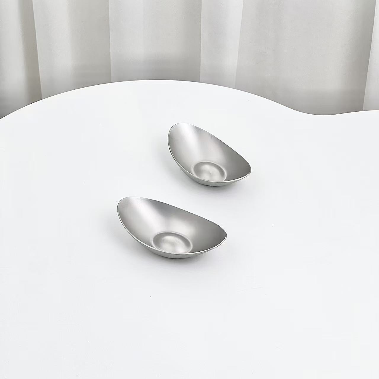 元宝蘸料碟不锈钢酱料碟烤肉蘸料碟创意两个装家用网红