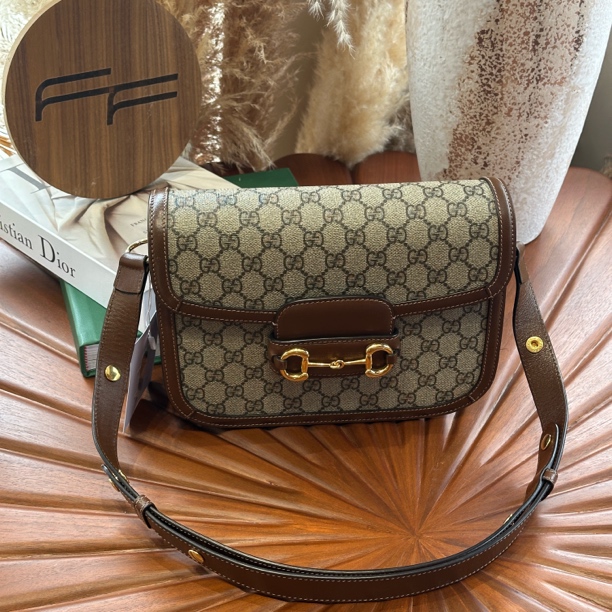 95新 GUCCI/古驰 古驰 老花棕色1955马鞍包中号 12507889