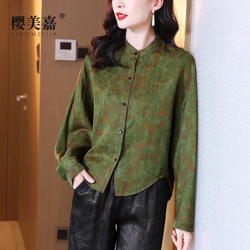 14500樱美嘉香云纱真丝衬衫蝙蝠长袖宽松休闲时尚显瘦桑蚕丝上衣