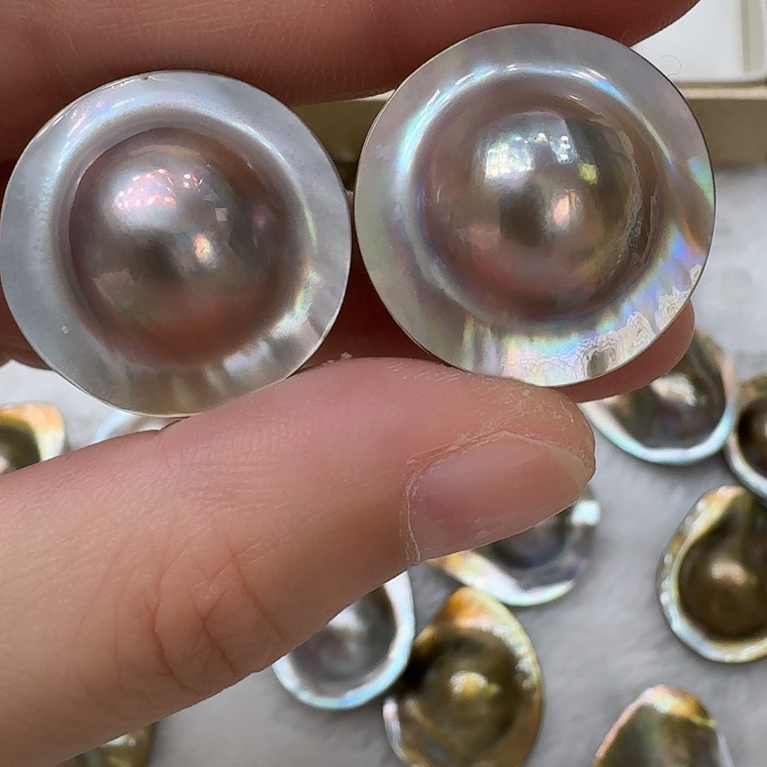 拼合珍珠（马贝珠）耳饰银S925镶嵌