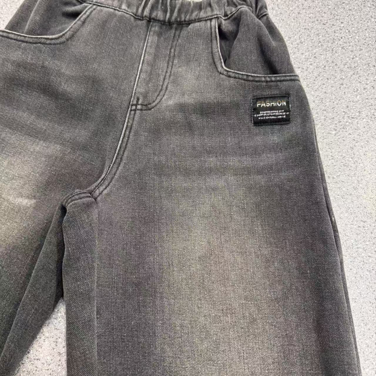 加绒厚款水洗复古牛仔裤男童