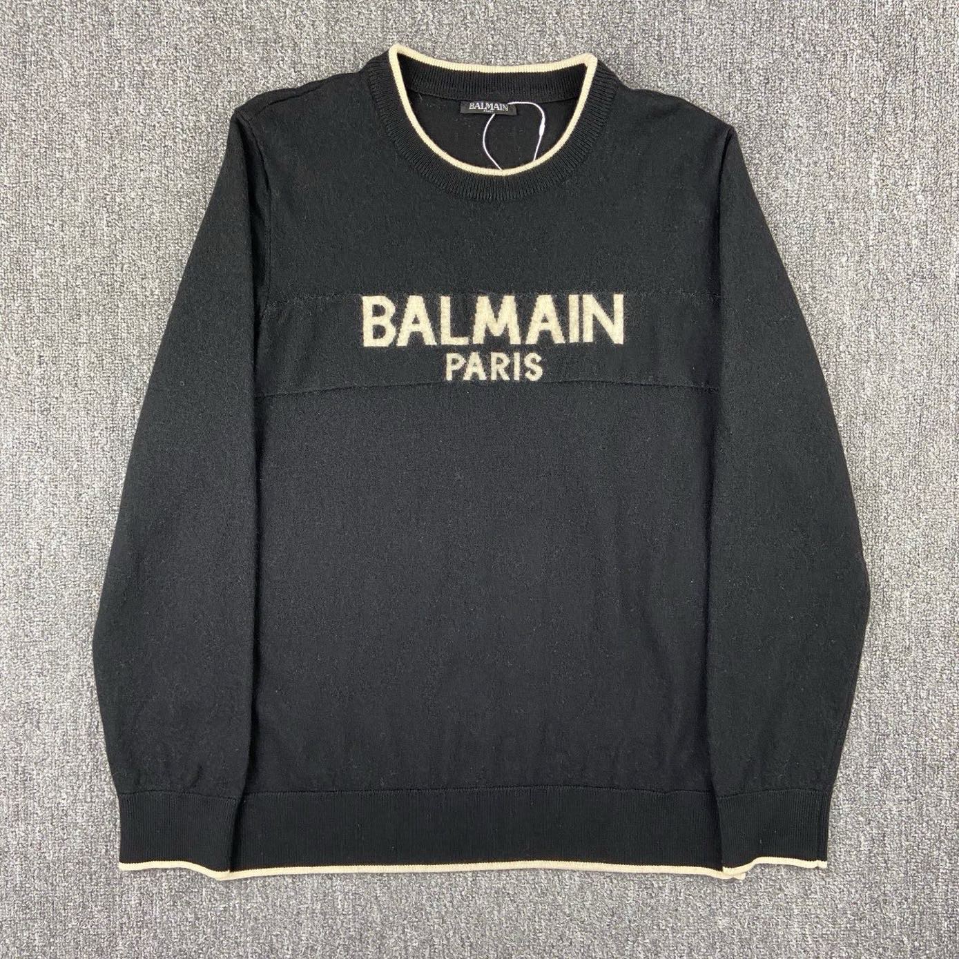 99新 BALMAIN/巴尔曼 2508324/XXL/Logo字母提花圆领针织长袖