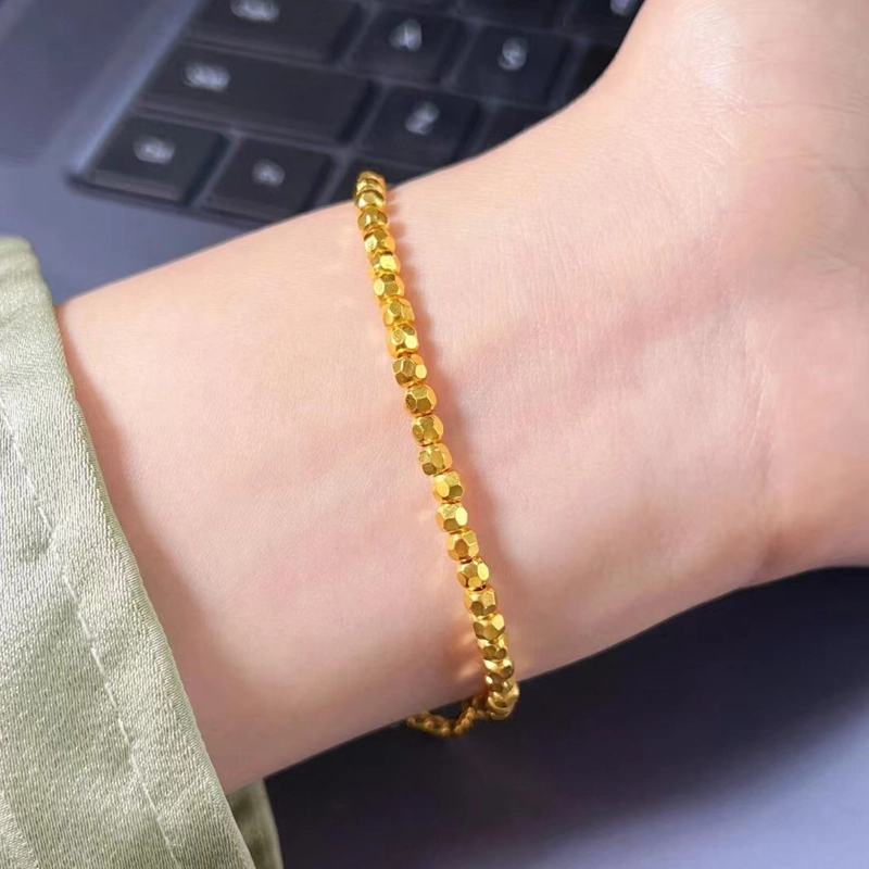 铜合金手镯 铜合金手链 金店同款碎金子手链女蹦迪爆闪碎碎金手串