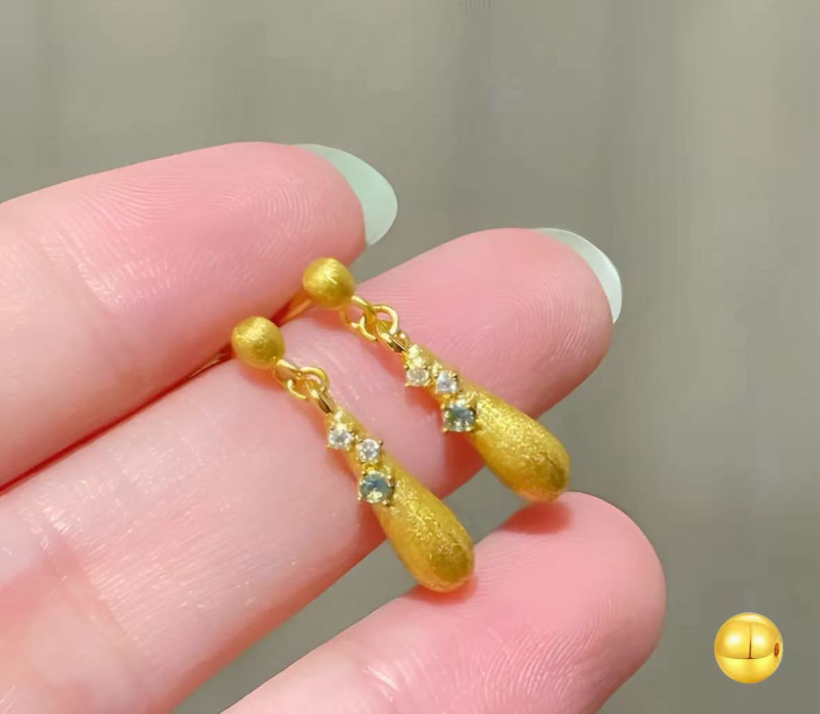 铜合金耳饰 铜合金耳环拉丝水滴耳钉轻奢百搭女耳环精致高级耳饰 