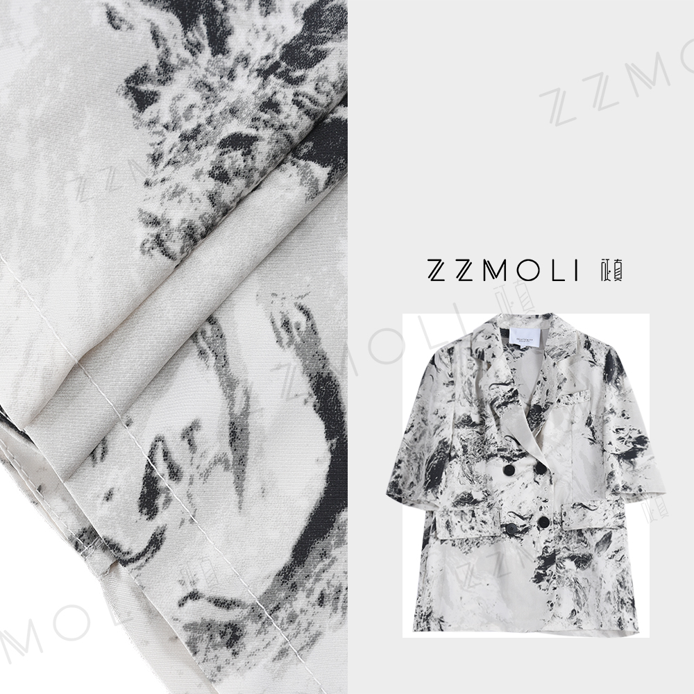 ZzMoLi小个子水墨画设计感西装女款潮流洋气半袖西服外套ZBY36357