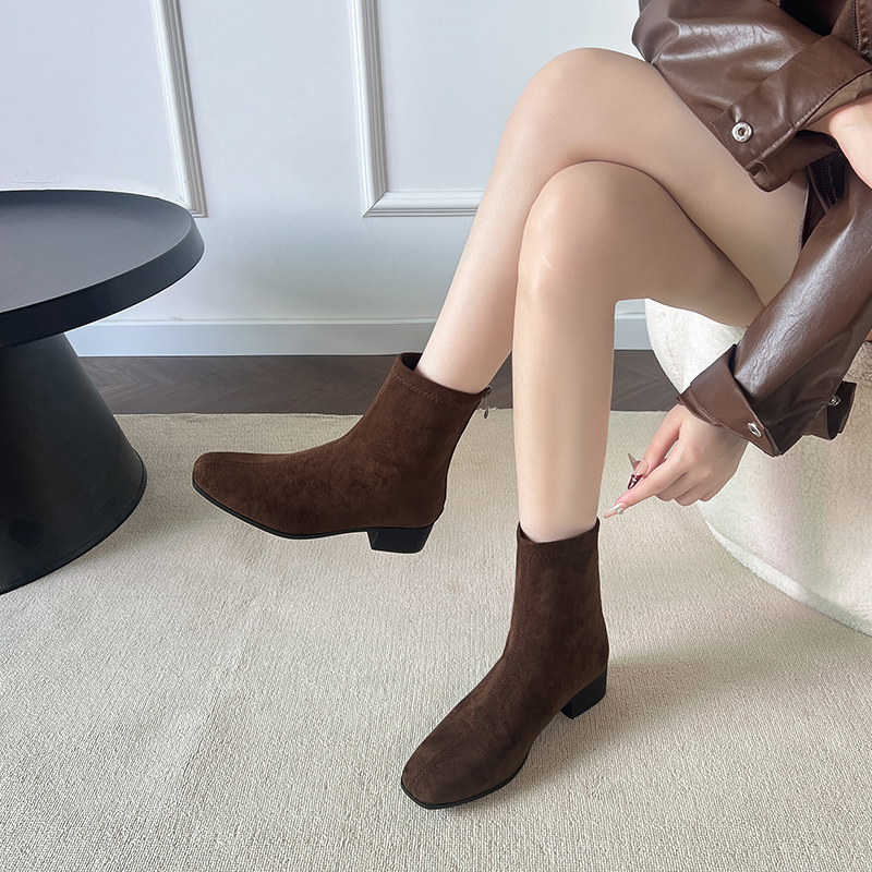 【小个子定制】真皮马丁靴女粗跟2025新款秋冬中跟软底百搭方头短靴