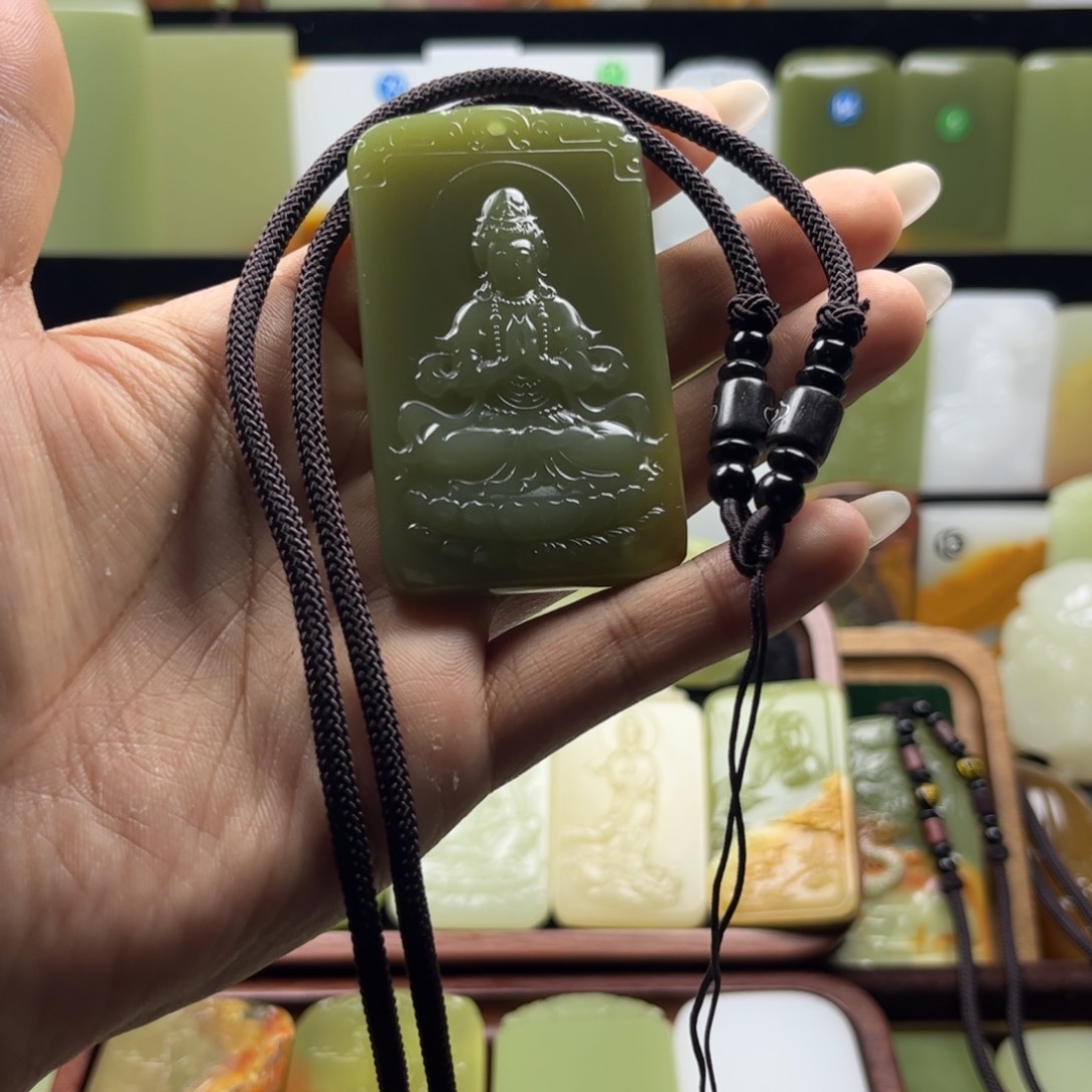 ****天然玉石观音牌吊坠