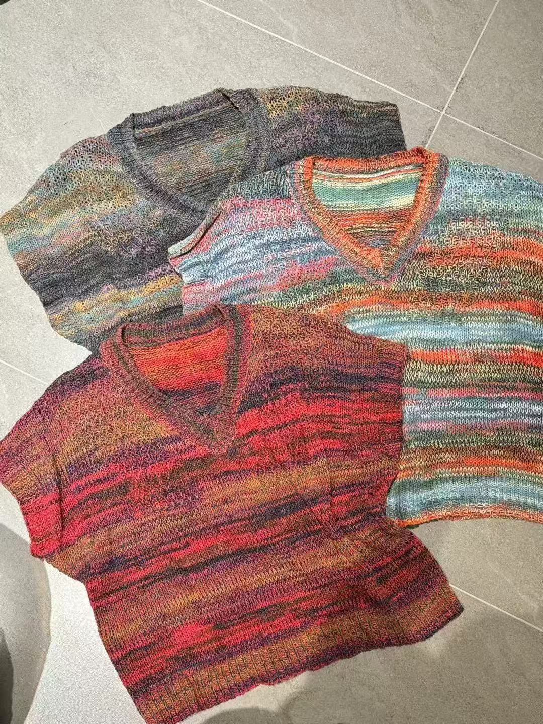 镂空休闲夏季提花无袖印花T恤