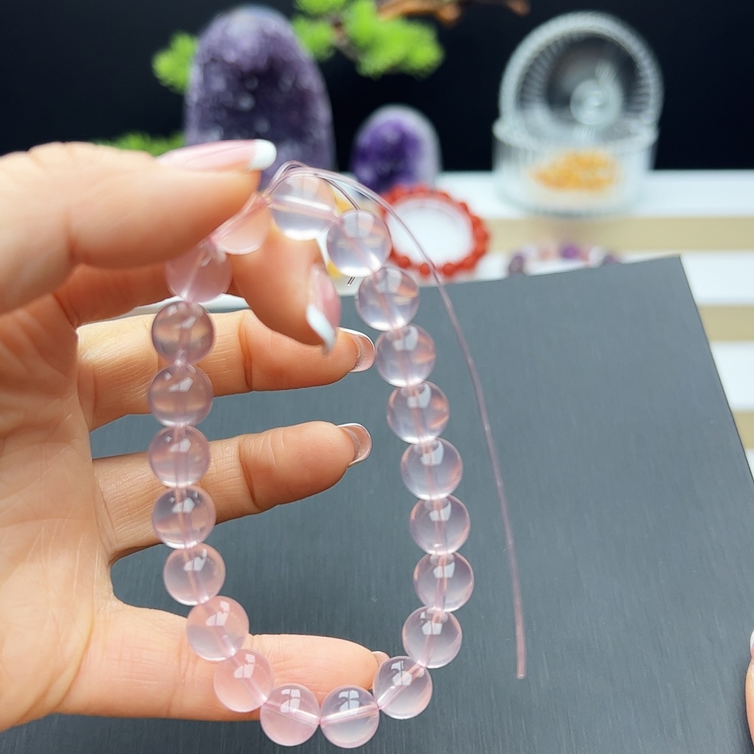 芙蓉石手链未镶嵌粉晶9.7mm27.22