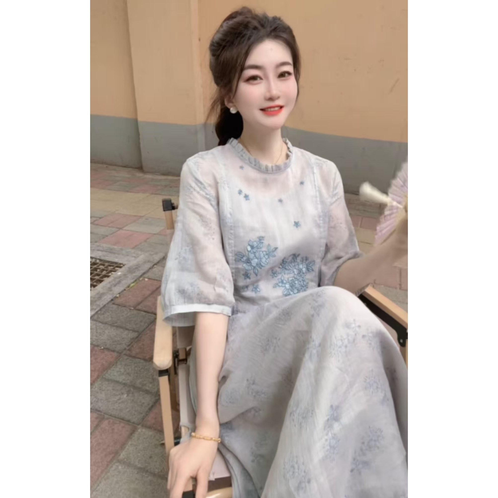 『刺绣假日J』A时尚气质百搭时尚连衣裙30270