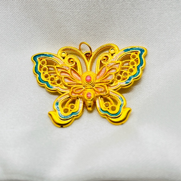 足金饰品/珐琅粉蝶/1.32/1B5F10129/K