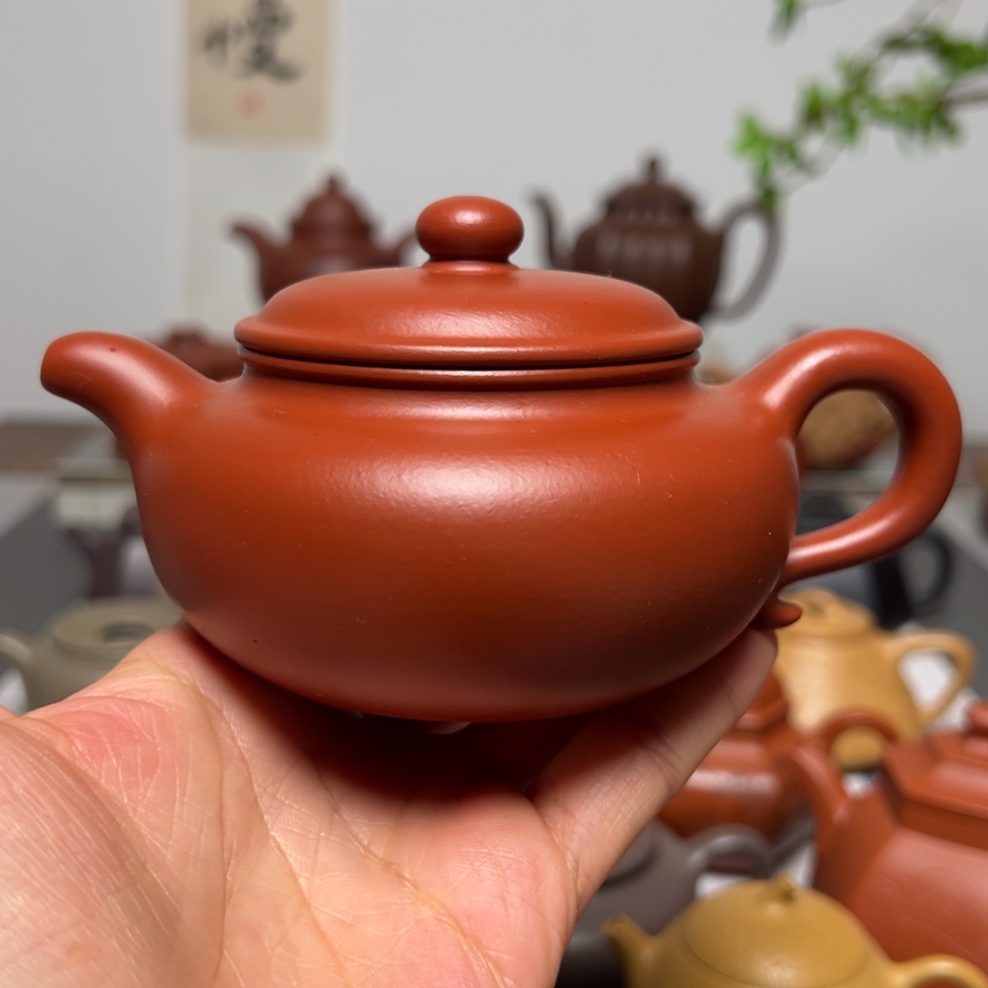 紫砂茶壶220cc全手工仿古朱泥