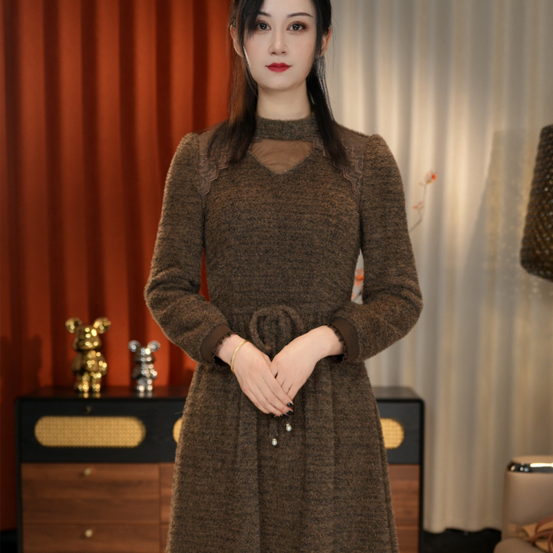 【DL198】2025秋冬连衣裙复古修身显瘦女长裙百搭打底减龄女裙